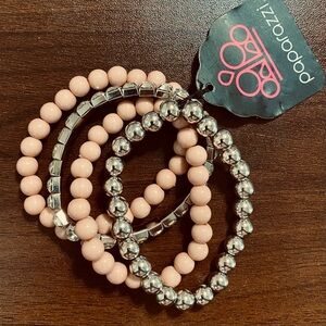 Paparazzi Blush and Silver Bracelet Trio